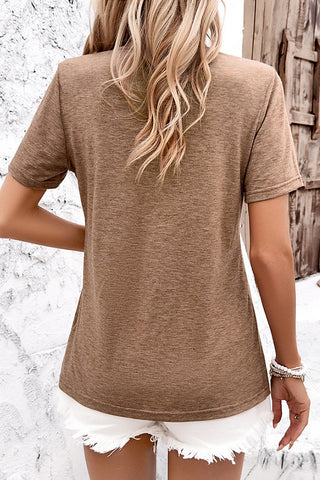 Solid Color Short Sleeve Casual Tops