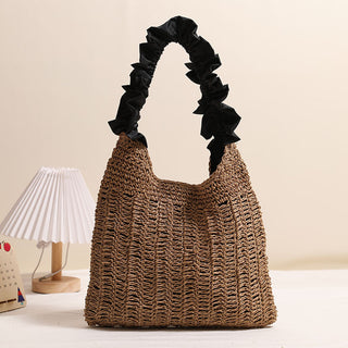 Fashion Women Color Block Weave Handbag