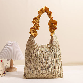 Fashion Women Color Block Weave Handbag