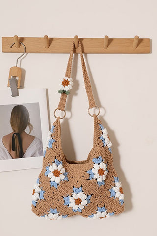 Fashion Flower Design Resort Style Weave Bag