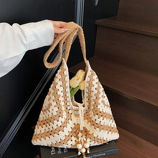 Bohemian Ethnic Style Color Block Weave Bag
