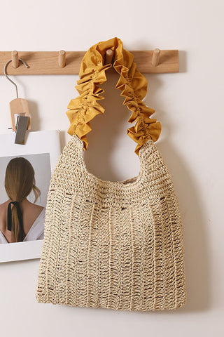 Fashion Women Color Block Weave Handbag