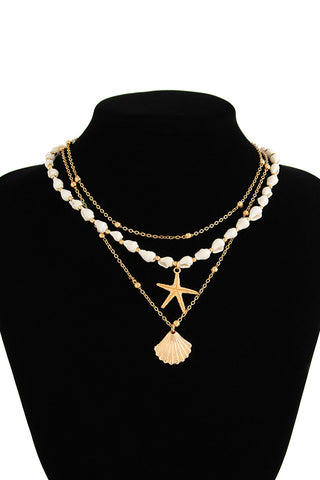Starfish Scallop Shells Layered Necklace