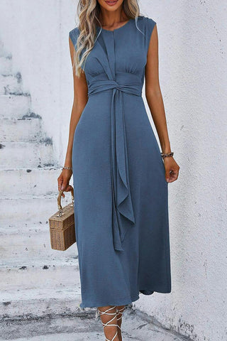 Fashion Solid Color Knot Front Casual Dress