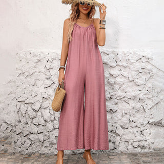 Fashion Solid Color Sleeveless Loose Jumpsuit