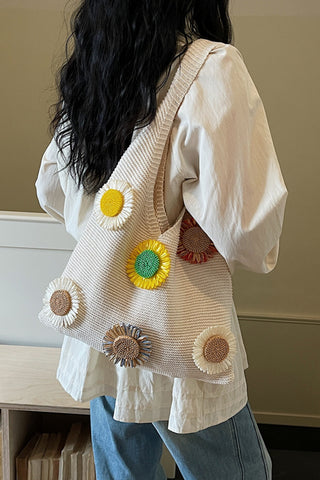 Fashion Flower Design Casual Knitted Bag