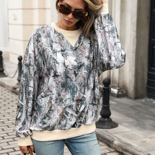 Fashion Printed Color Block Casual Top