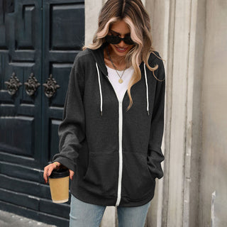 Color Block Long Sleeve Zipper Hoodie Jacket