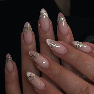 French-style Simple Bow False Nail Tips