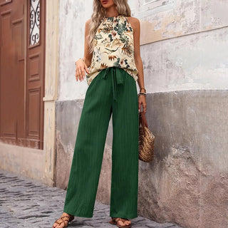 Fashion Printed Halter Neck Two Piece Set