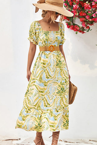 Off The Shoulder Printed Smocked Dress