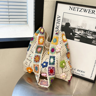 Fashion Flower Design Hollow Weave Bag