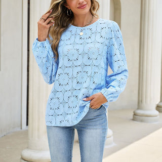 Solid Color Halter Neck Hollow Casual Top