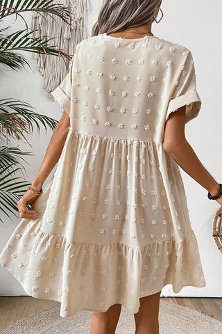Fashion V Neck Solid Color Casual Dress