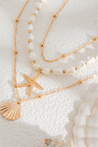 Starfish Scallop Shells Layered Necklace