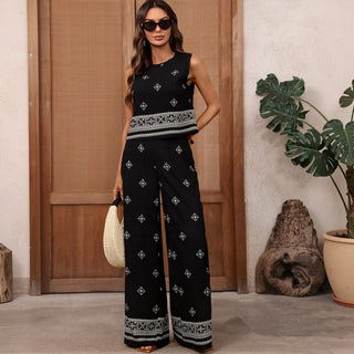 Ethnic Geometric Print Two Piece Set