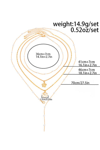 Fashion Faux Pearl Flower Layered Necklace