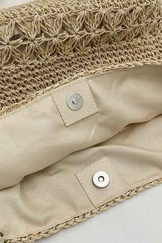 Fashion Color Block Hollow Weave Bag