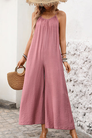 Fashion Solid Color Sleeveless Loose Jumpsuit