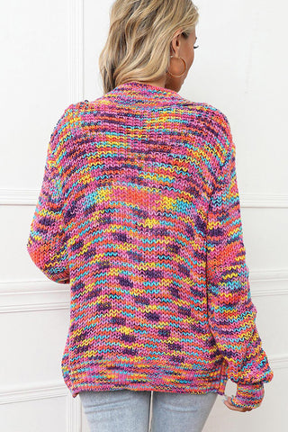 Rainbow Color Block Button Knit Cardigan