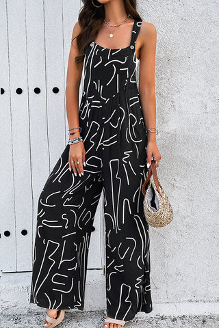 Fashion Printed Sleeveless Slip Jumpsuit