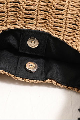 Fashion Women Color Block Weave Handbag