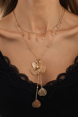 3D Ginkgo Leaf Flower Tassel Necklace