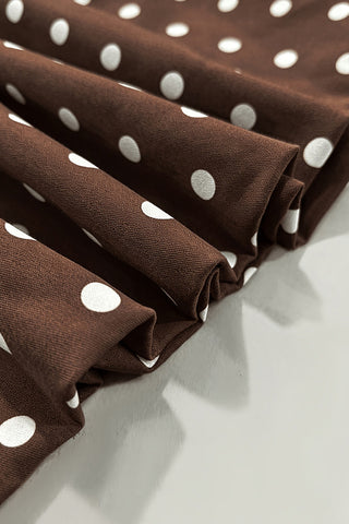 Deep V Neck Polka Dot Print Halter Neck Dress