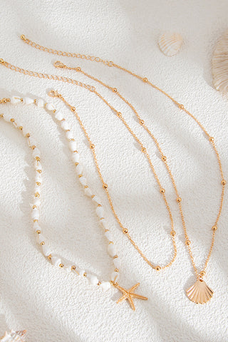 Starfish Scallop Shells Layered Necklace
