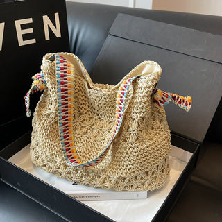 Fashion Color Block Hollow Weave Bag