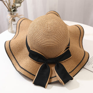 Fashion Color Block Bow Weave Hats