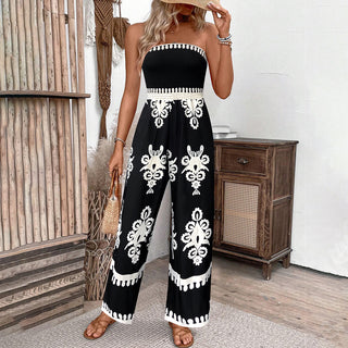 Bohemian Style Bandeau Printed Jumpsuit