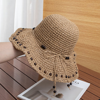 Vacation Style Handmade Beaded Straw Hat