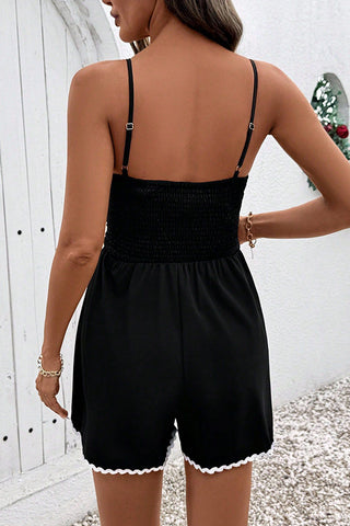 White Lace Patchwork Color Block Slip Romper