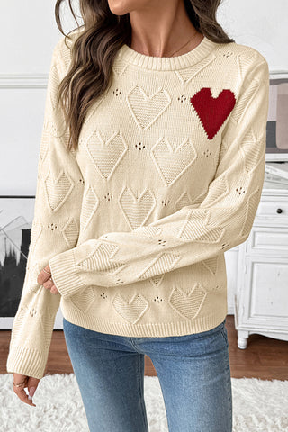 Fashion Heart Design Long Sleeve Sweater