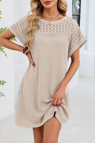 Lace Patchwork Solid Color Casual Dress