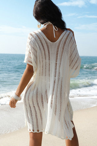 Fashion Solid Color Hollow Swimsuit Cover Up