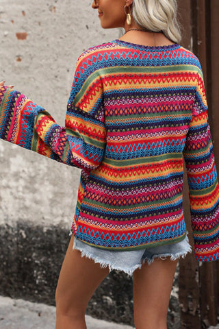 Colorful Round Neck Long Sleeve Top