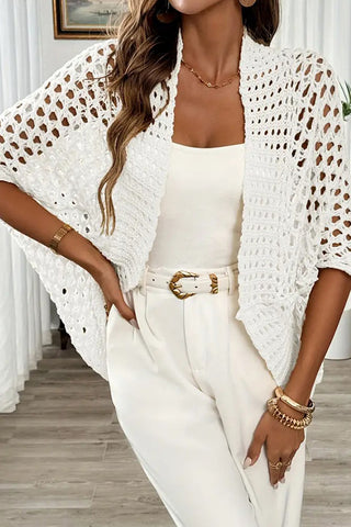 Fashion Crochet Hollow Open Front Cardigan