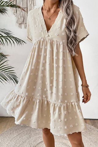 Fashion V Neck Solid Color Casual Dress