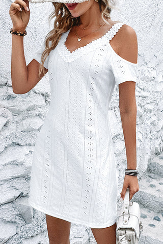 Lace Patchwork Solid Casual Mini Dress