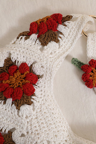 Fashion Flower Design Resort Style Weave Bag