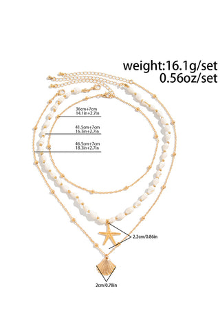 Starfish Scallop Shells Layered Necklace