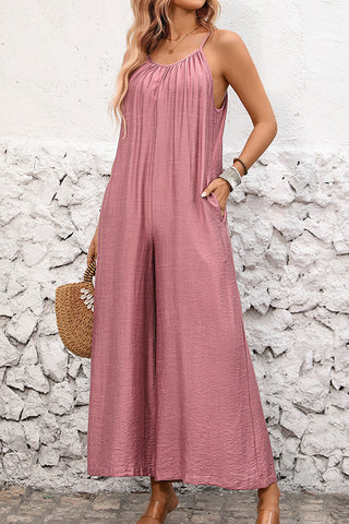 Fashion Solid Color Sleeveless Loose Jumpsuit