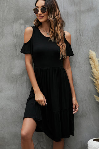 Fashion Solid Color Short Sleeve Casual Dress