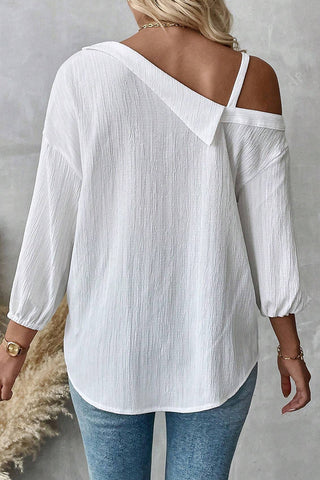 Solid Color Lapel Off-Shoulder Casual Shirt