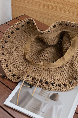 Vacation Style Handmade Beaded Straw Hat