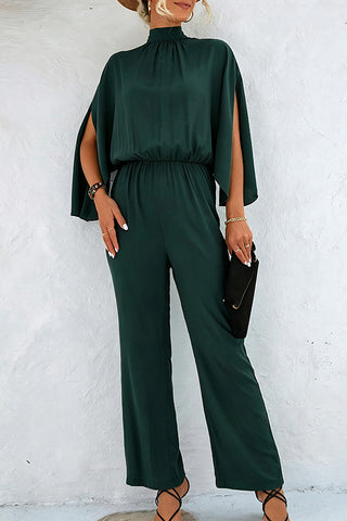 Solid Mandarin Collar Halter Neck Jumpsuit