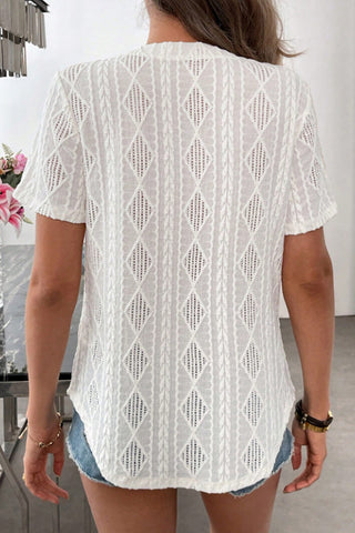 V Neck Solid Short Sleeve Casual Top