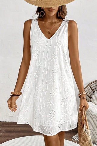 Lace Patchwork V Neck Solid Mini Dress